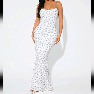Sexy & Cute Mini Ditsy Floral White Slip Dress